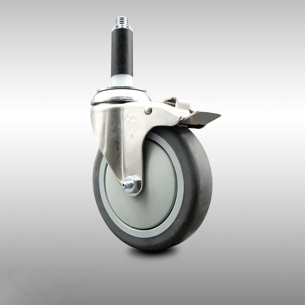 5 Inch 316SS Thermoplastic Rubber Swivel 3/4 Inch Stem Caster Lock Brake SCC